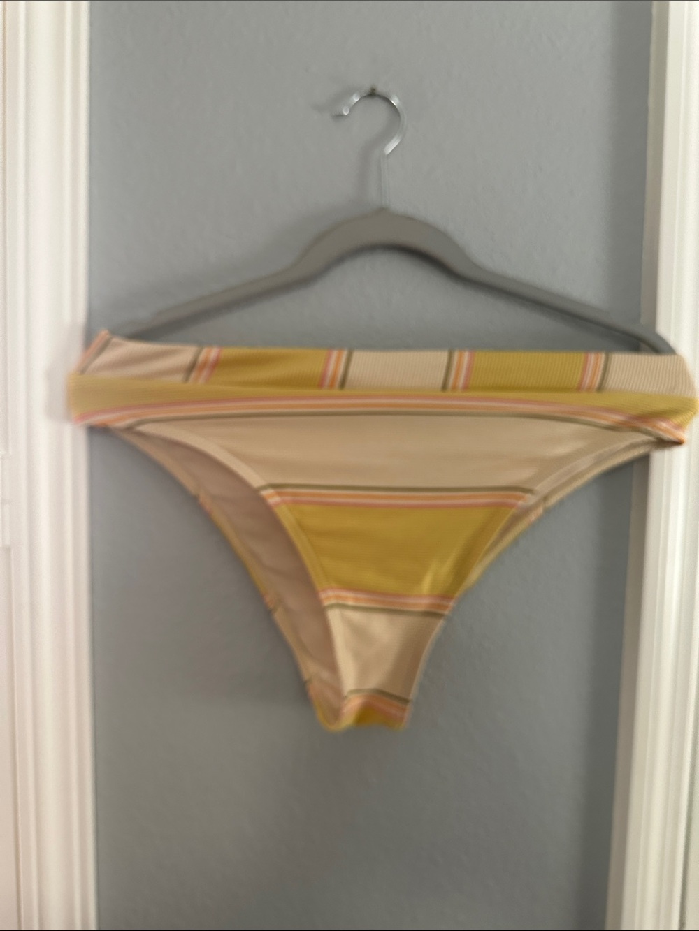 Striped Yellow-Beige Bikini Bottom